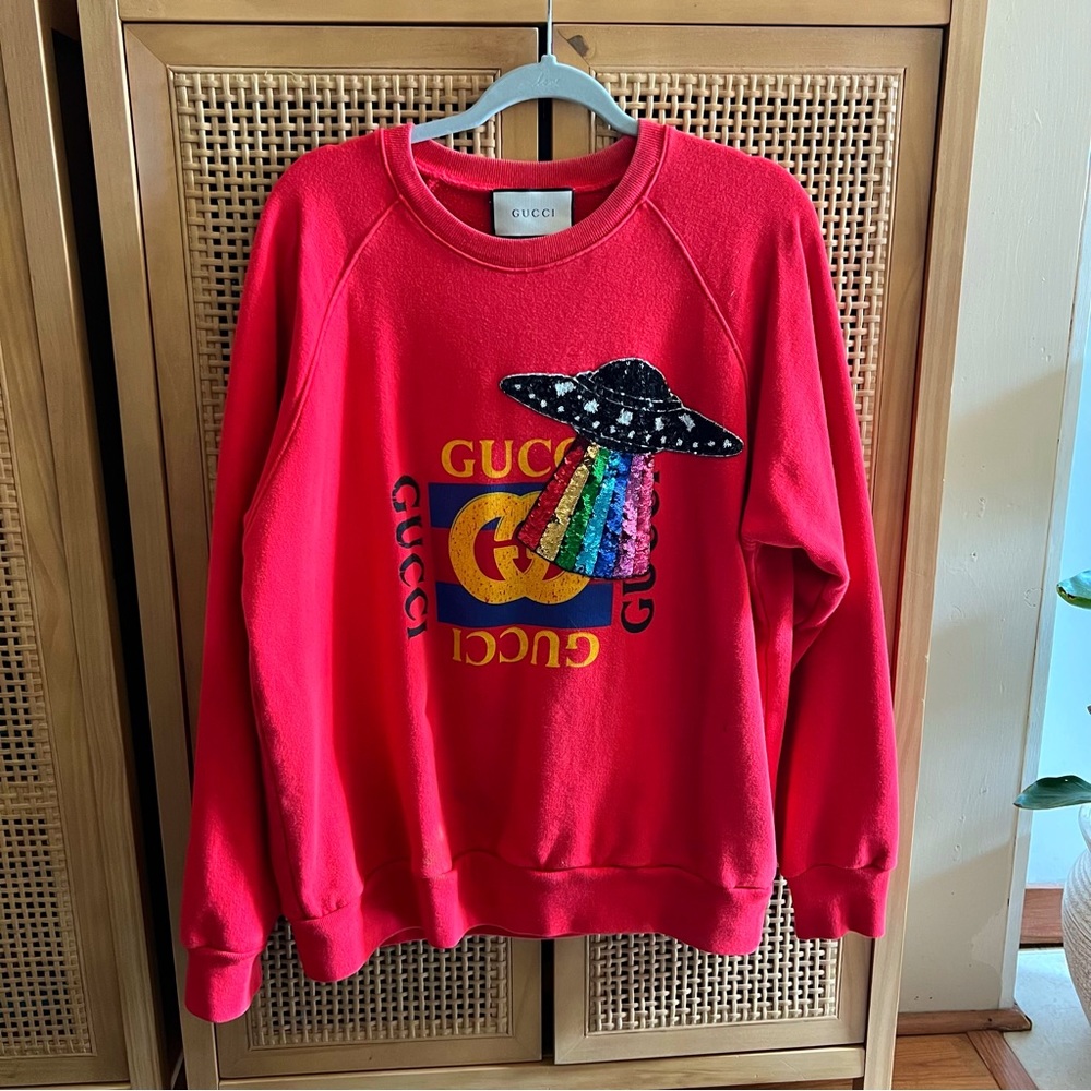 Gucci UFO Sequin Red Sweathirt